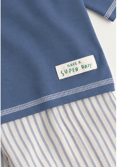 Cigit Oversize Pantolon Takım 2-10 Yaş İndigo İnce Çizgili Mavi