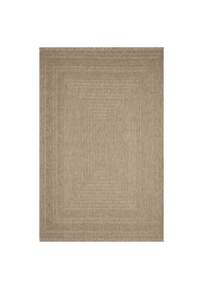 Bej Dikdörtgen Desenli Modern Halı - L668bjın Kahve
