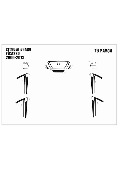 Citroen C4 Grand Picasso Torpido Kaplama 2006 19 Parça Piano Black