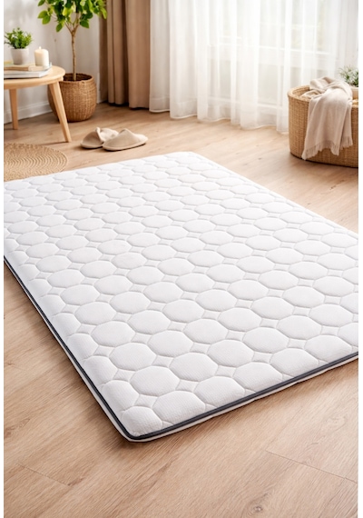 Artex Yer Yatağı 5cm Sünger Şilte 150x200 Ped Yatak Şiltesi Pedi Topper Sade Mattress Çift Kişilik Beyaz