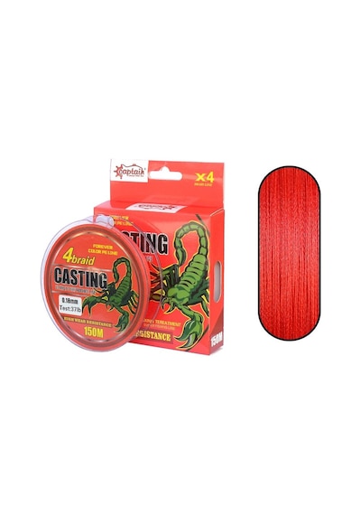 Captain Casting 4x 150m İp Misina Kırmızı - 0.18mm