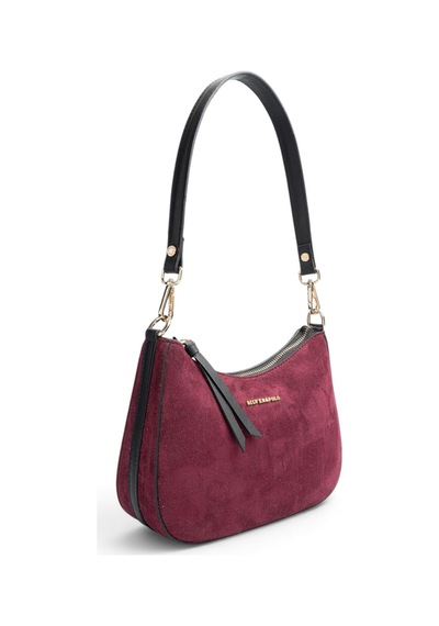 Silver & Polo Silver Polo Bordo - Siyah Süet Kadın Omuz Çantası Sp1259