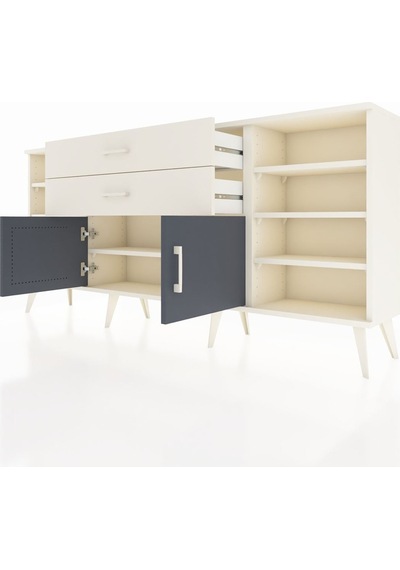 Arges Konsol 7 Raflı 2 Çekmeceli 2 Kapaklı 176x30x83 Aytaşı-antrasit/aytaşı Antrasit/aytaşı