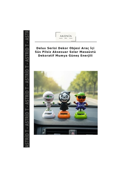 Delux Serisi Dekor Objesi Araç İçi Süs Pilsiz Aksesuar Solar Masaüstü Dekoratif Mumya Güneş Enerjili