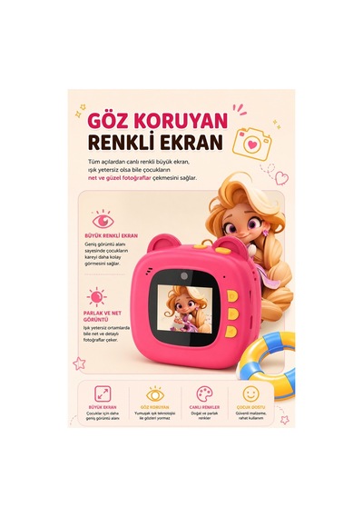 Robeve Anında Termal Baskılı 20 Mp 2.0 Hd Ekranlı Type-c Şarjlı Çocuk Fotoğraf Makinesi