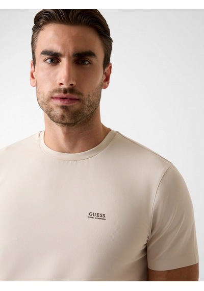 Guess Kısa Kollu Bisiklet Yaka Yeni Teknik Esnek Erkek Krem T-shirt M6rı19kd202-g1ı6 Krem