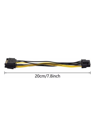 2x Sata Power Kablo To 8 Pin 6+2 Pci-e Dönüştürücü Güç Kablosu