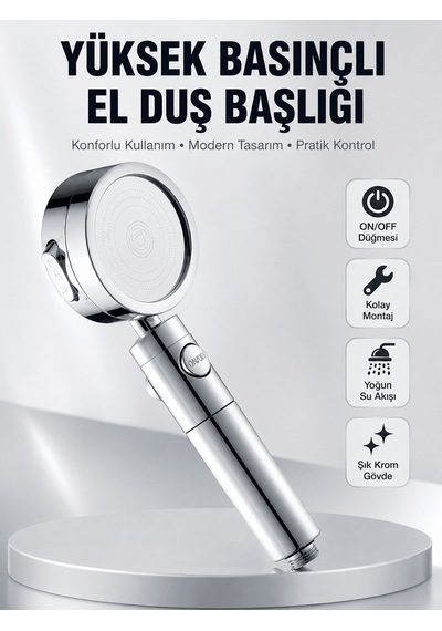 Lexroo Kolay Montajlı 3 Modlu Yüksek Basınç Duş Başlığı Diğer