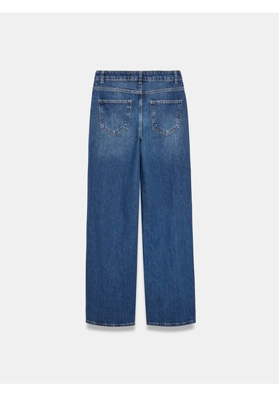 Dilvin 72362 %100 Pamuk Basic Wide Leg Jean Mavi