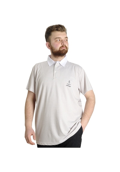 Mode Xl Büyük Beden Erkek T-Shirt Polo Yaka Çizgili Kagı 23340 Kahverengi 001