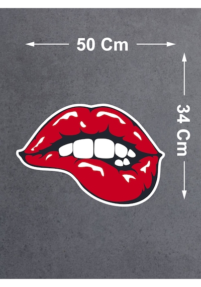 Sexy Dudak Isıran Sticker - Araba Oto Motosiklet Karavan Sticker - 00040 50X34 Cm
