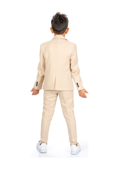 Mnk Baby & Kids Spor Çocuk Ceket, Tişört , Jogger Pantolonlu Takım Mnk5682 Bej