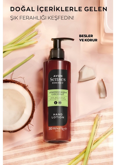 Avon Senses Essence Lemongrass & Coconut Limon Otu ve Hindistan Cevizi El Losyonu 250 ML