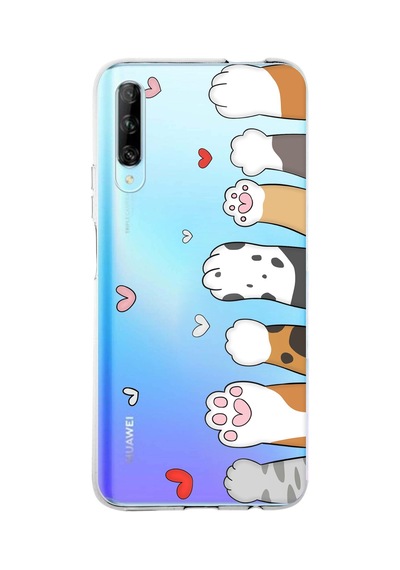 Huawei P Smart Pro Uyumlu Sevimli Kedi Patiler Tasarımlı Baskılı Silikon Kılıf