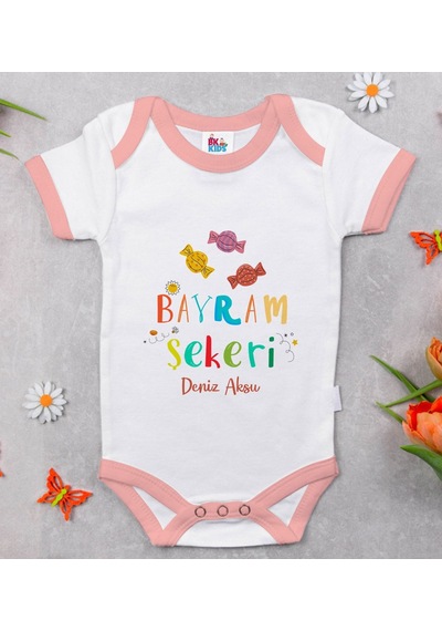 Bk Gift Bk Kids Kişiye Özel Pembe Bebek Body Zıbın - Model 49 12-18 Ay