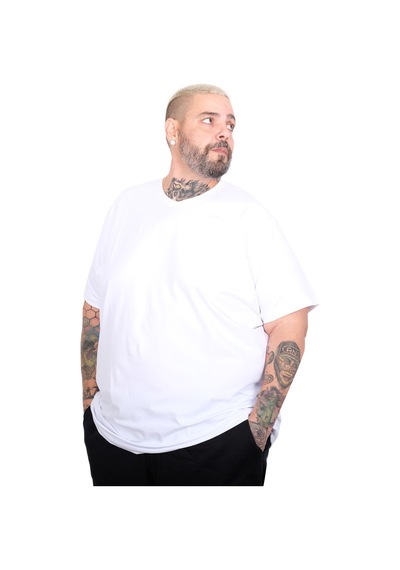 Mode Xl Büyük Beden Erkek Basic V Yaka T-shirt 20150 Beyaz Beyaz