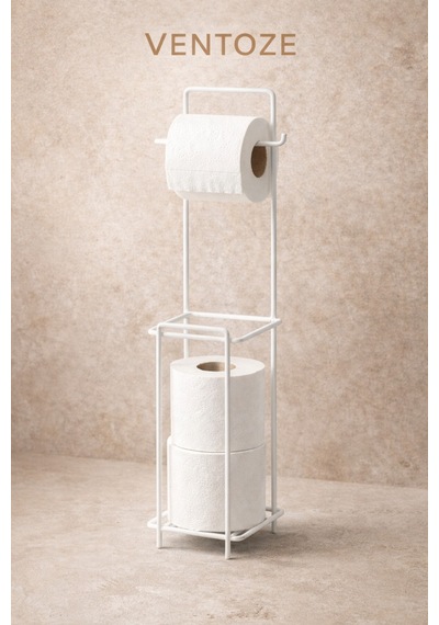 Modern Standlı Yedek Hazneli Tuvalet Kağıtlığı Şık Banyo Düzenleyici Organizer Paslanmaz Metal Çok Renkli