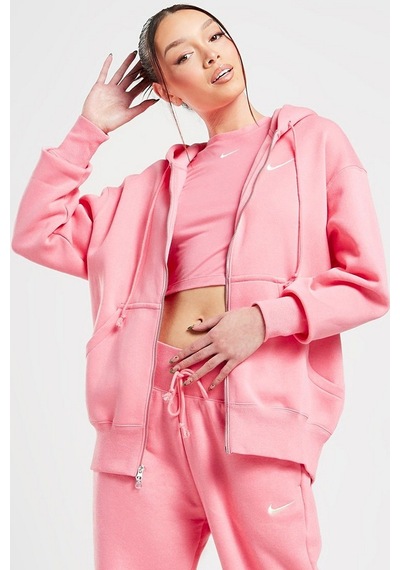Nike Sportswear Phoenix Fleece Oversized Hoodie Full Zip Bol Kesim Kapüşonlu Kadın Sweatshirt Pembe Pembe