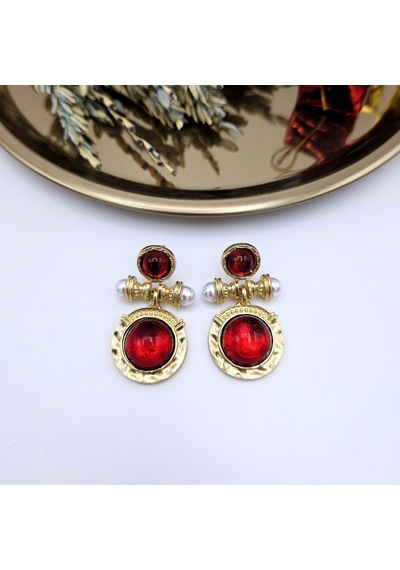 Bordo Vintage Tasarım Küpe