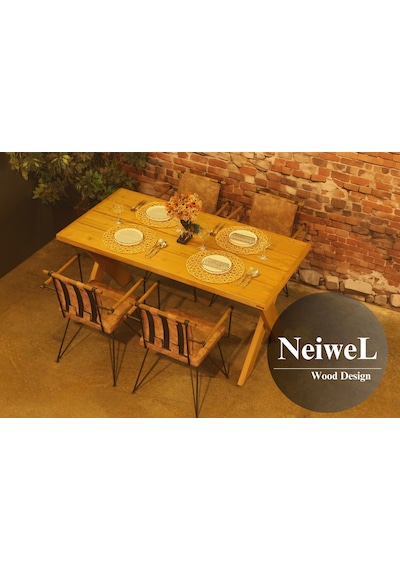 Neiwel Garden Aksa Doğal Ahşap Bahçe Yemek Masası-70-100 Açık Ceviz