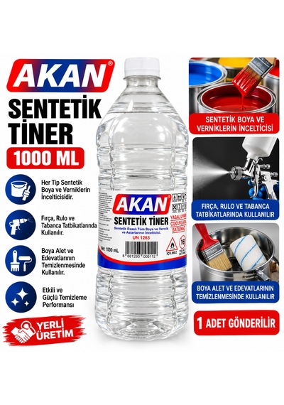Akan Sentetik Tiner Boya İnceltici Ve Çözücü 1000 Ml Yerli Üretim