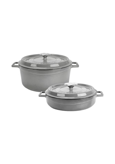 Ayrex Metal Premium Serisi Döküm 28 Cm Seti, Majolik Gri Diğer