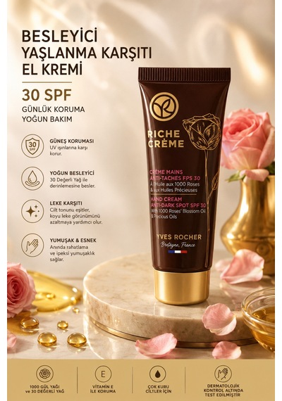 Spf 30 Lekakarşıtı Besleyici Yaşlanma Karşıtı El Kremi 50 Ml - 30 Değerli Yağ Ve Meyankökü Kompleks