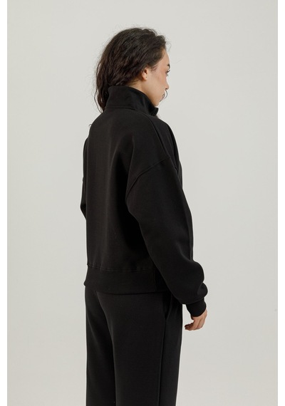 Airlife Bolder Fz.7 Yarım Fermuarlı Kadın Dik Yaka Sweatshirt Siyah