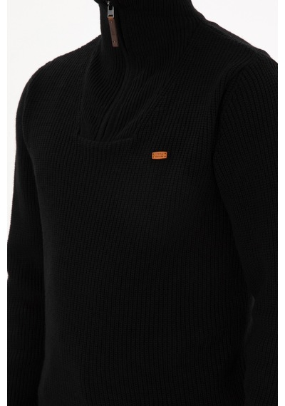 U.S. Polo Assn. Erkek Regular Fit Yarım Fermuarlı Siyah Kazak 50297047-VR046