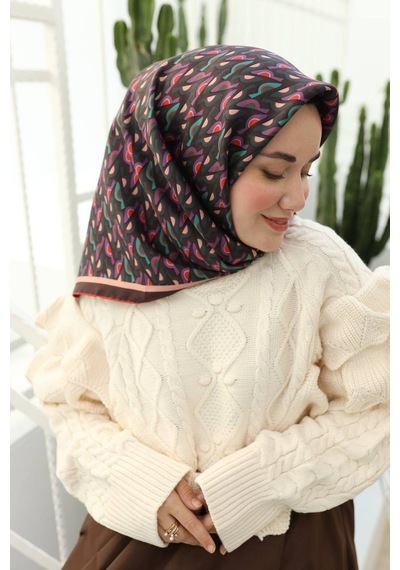 Silk Home Twill İpek Eşarp Acı Kahve, Taba, Mor, Koyu Yeşil, Turkuaz 1...