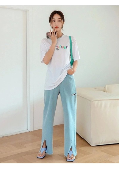 Kadın Beyaz Oversize Get Over Baskılı T-shirt. Beyaz