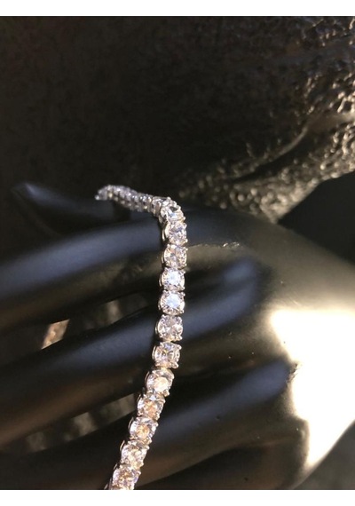 Vog Su Yolu 4mm Zirconia Taşlı Beyaz Renk 925 Ayar Gümüş Sevgiliye Eşe Anneye Hediye Bileklik