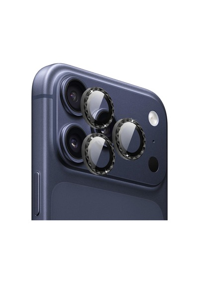 Apple iPhone Uyumlu 17 Pro / 17 Pro Max İçin Ipg Prolens Kamera Lens Koruyucu Elmas Kesim Çerçeveli, Kırılmaz Cam Siyah