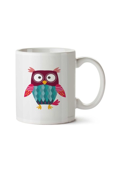 Owl Baykuş Owl Baykuş İki Tarafı Baskılı Kupa Bardak Çok Renkli