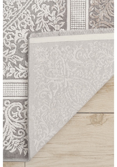 Kaşmir Halı Viskon Premium Alaz Gri 120X180 CM Salon Mutfak Halısı Yolluk Kilim