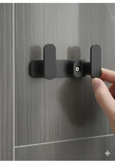 Banyo & Mutfak İkili Askılık Civatalı Montaj Dayanıklı Duvar Askısı Siyah Modern Siyah Diğer