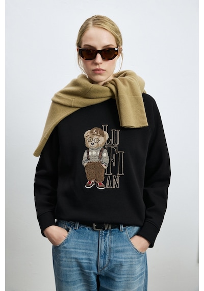 Lufian Diamond Kadın Örme Sweatshirt 122030034 Siyah