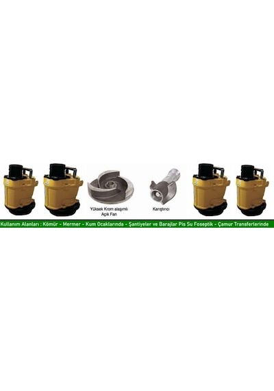 Krs46 8 Hp 1450 Devir Çelik Fanlı Karıştırıcılı Endüstriyel Tip Pis Su Dalgıç Çamur Pompası
