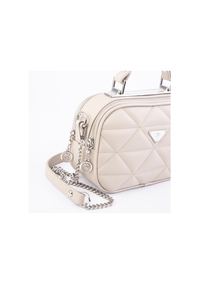Nas Bag Zincirli Kapitone Çift Gözlü El Ve Çapraz Çanta Kum Dona 21x16 Cm Kum