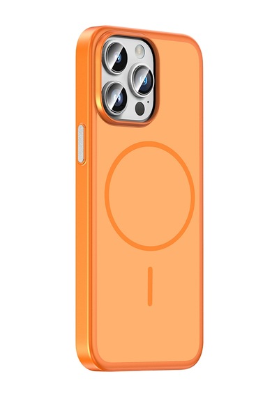 iPhone Uyumlu 14 Pro Max Kılıf Magsafe Şarj Özellikli Ultra İnce Mat Soft Lora Pc Kapak Turuncu