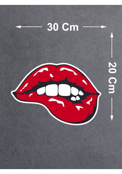 Sexy Dudak Isıran Sticker - Araba Oto Motosiklet Karavan Sticker - 00040 30x20 Cm
