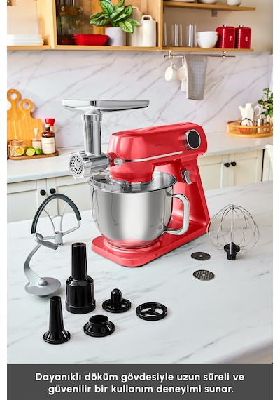 Karaca Multichef Artisan Kıyma Çekme/ Sucuk-sosis/içli Köfte Aparatlı Digital Ekran Tam Döküm Kıyma Aparatlı Hamur Yoğurma Makinesi Red 7l Pro Artisan Karaca Multichef Artisan Kıyma Çekme/ Sucuk-sosis/içli Köfte Aparatlı Digital Ekran Tam Döküm Kıyma Aparatlı Hamur Yoğurma Makinesi Red 7l Pro Artisan