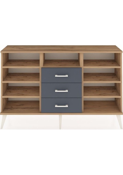 Arges Konsol 7 Raflı 3 Çekmeceli 132x30x83 Çam-çam/antrasit Çam/antrasit