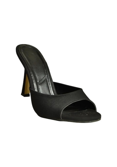 Fox Shoes U997062804 Siyah Kumaş İnce Topuklu Kadın Terlik Siyah
