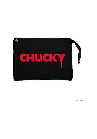 Zepplin Giyim Chucky Logo Siyah Clutch Astarlı Cüzdan / El Çantası