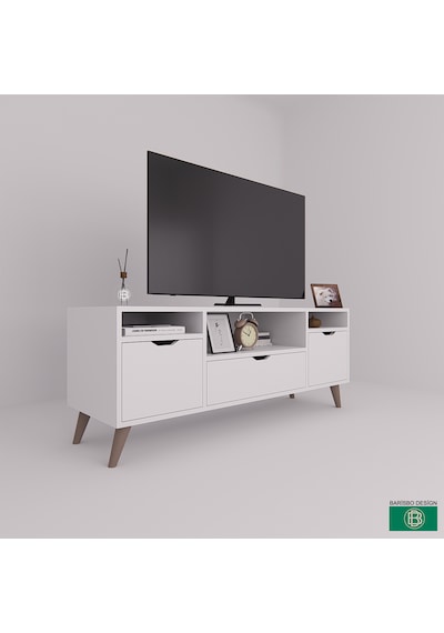 Tv Sehpası Geniş Çekmeceli Raflı Beyaz