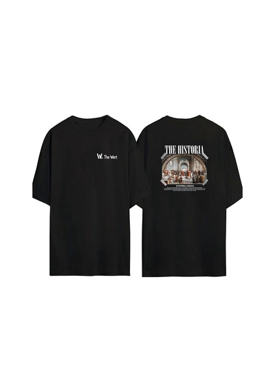 Thewert Unisex The Hıstorıa Baskılı Siyah Oversize Tshirt