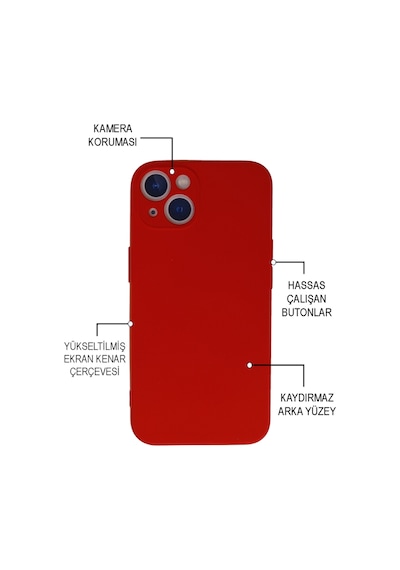Apple Uyumlu iPhone 14 Kalp Logolu Kamera Korumalı İçi Kadife Lansman Silikon Kılıf - Turuncu