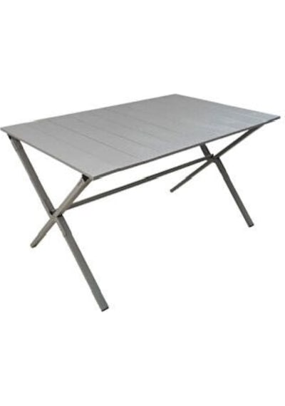 Ankabey06 Yerli 6 Kişilik Katlanabilir Kamp Masası 110x72 Cm Alüminyum Ayaklı Galvaniz Sac 55 Kg Taşıma Taşıma Çantalı Gri