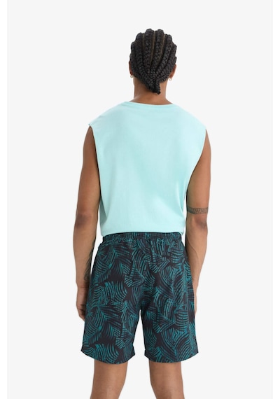 Defacto Defactofit Regular Fit Baskılı Esnek Dokulu Kısa Boy Sporcu Deniz Şortu A4185ax25hsbk81 Siyah